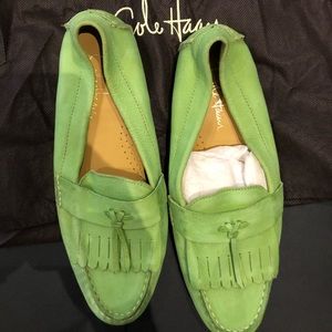 Brand New Cole Haan Green Leather Loafers